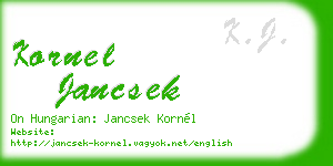 kornel jancsek business card